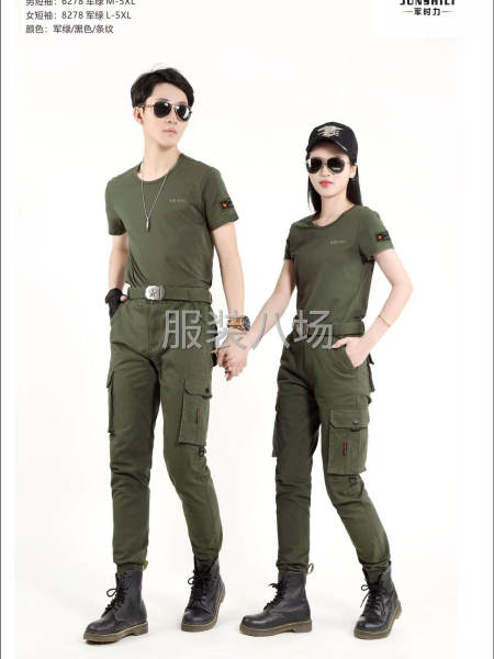 军绿色工装裤，休闲裤，春夏梭织纯棉弹力面料-第4张图片