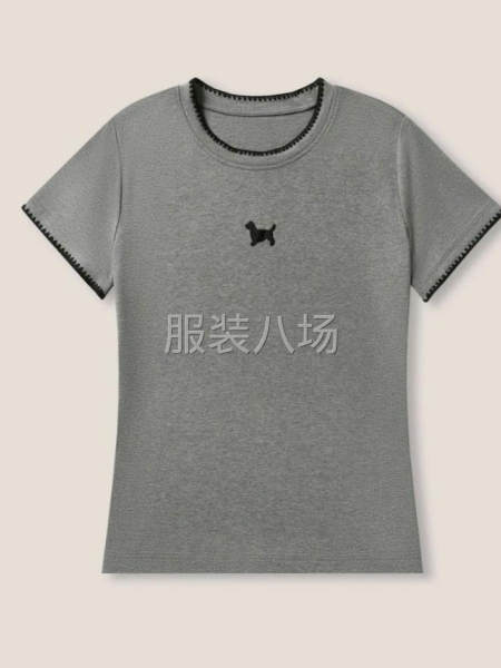 总仓现货店 直发撞色百搭上衣休闲小狗刺绣圆领短袖T恤SS26-第4张图片