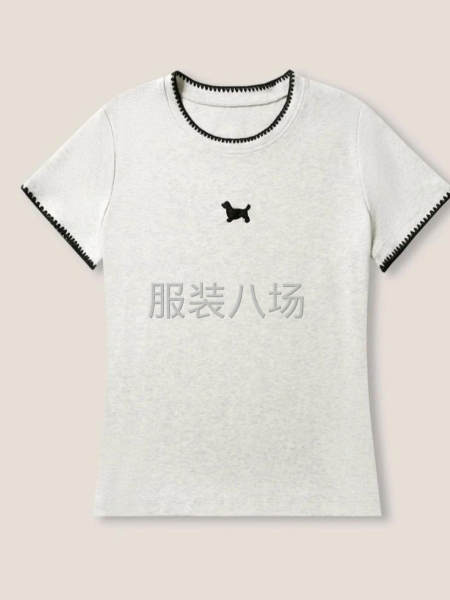 总仓现货店 直发撞色百搭上衣休闲小狗刺绣圆领短袖T恤SS26-第3张图片