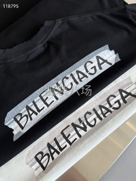 BALENCIAGA夏季新品T恤衫磨破做旧洗水-第7张图片