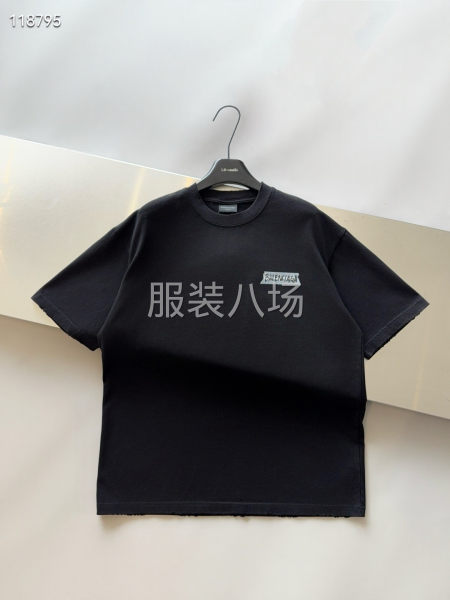 BALENCIAGA夏季新品T恤衫磨破做旧洗水-第4张图片