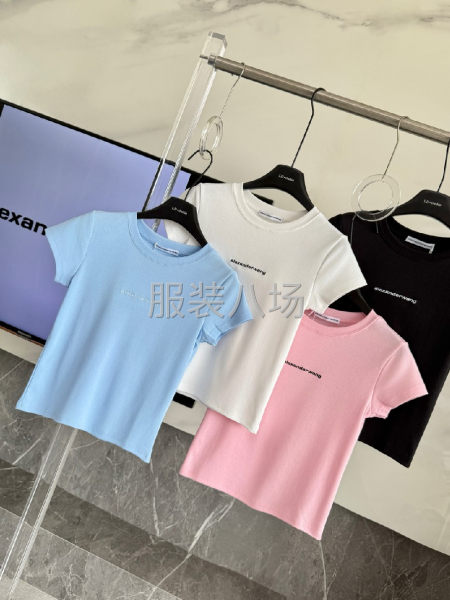 大王新款高弹罗纹棉 刺绣女装经典短袖-第2张图片