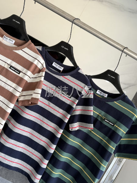 MIUMIU 女款条纹撞色短袖-第3张图片