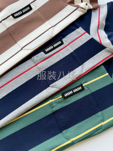 MIUMIU 女款条纹撞色短袖-第8张图片