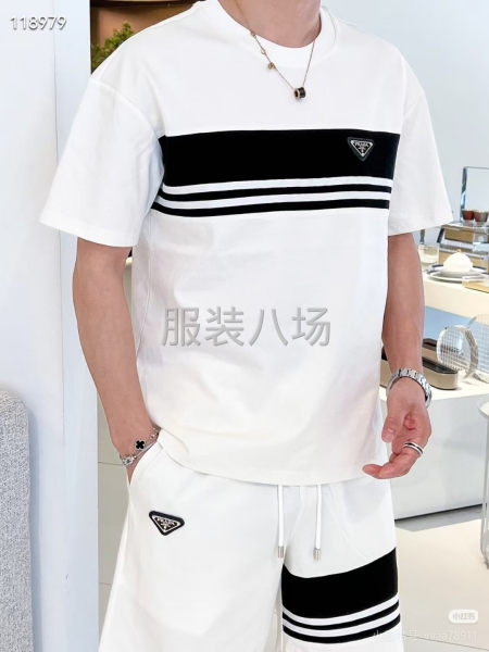 PARDA男款五分针织休闲裤拼接印花经典-第4张图片