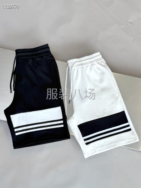 PARDA男款五分针织休闲裤拼接印花经典-第7张图片