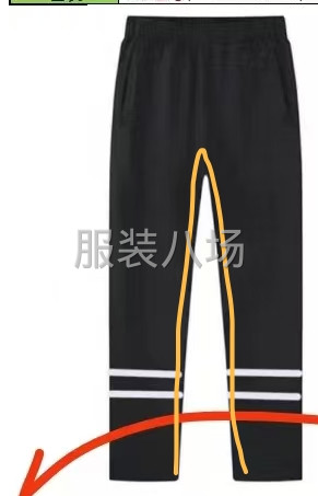成品裤子，平车在小腿位置加两道反光条-第1张图片