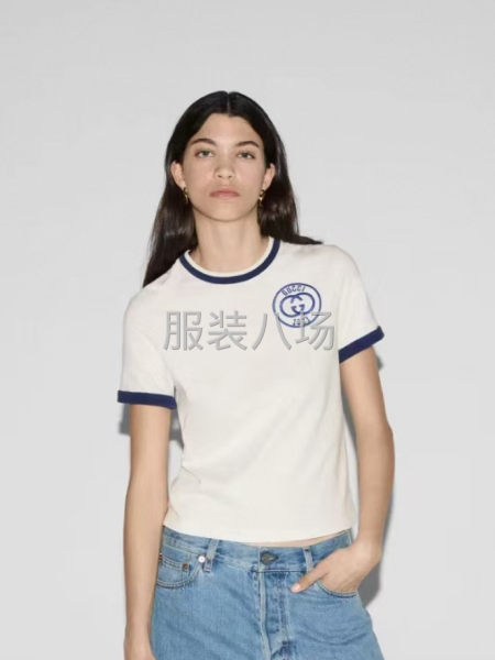 新版情侣款圆领棉质短袖T恤撞色-第1张图片