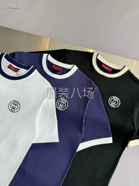 新版情侣款圆领棉质短袖T恤撞色-第8张图片