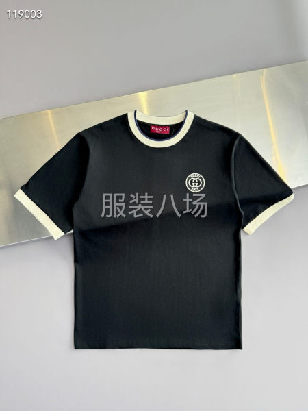 新版情侣款圆领棉质短袖T恤撞色-第5张图片