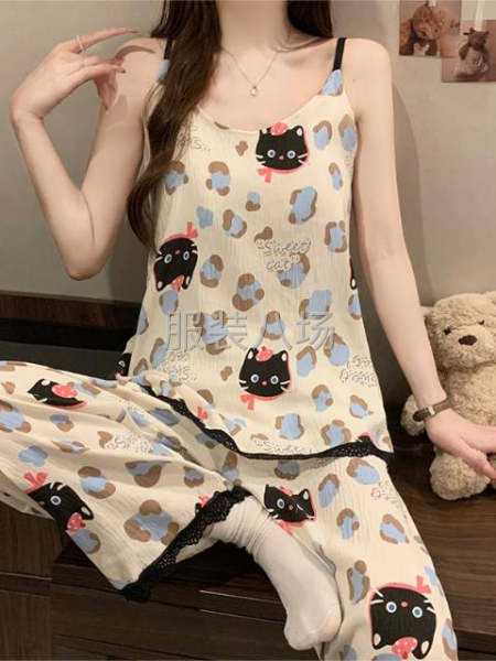 睡衣吊带九分裤印花23个花样-第7张图片