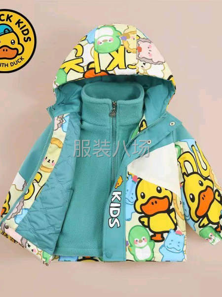 小黄鸭冲锋衣两件套，摇粒绒内胆。价格36块。数量18万套，货-第4张图片