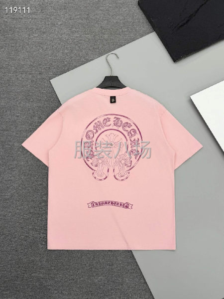 克罗心女款T恤衫立体重工贴布刺绣  磨边做旧洗水-第3张图片