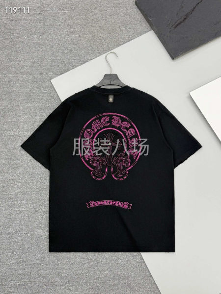 克罗心女款T恤衫立体重工贴布刺绣  磨边做旧洗水-第2张图片