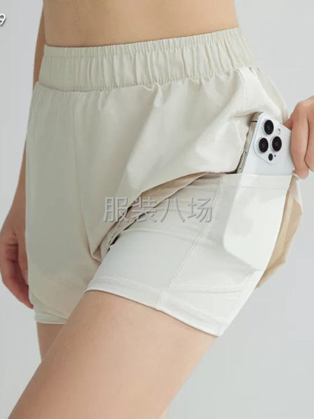 夏季高腰假两件穿短裤健身速干宽松-第3张图片