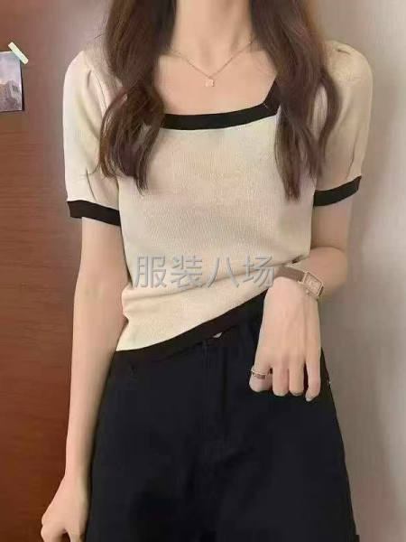 夏季新款大码宽松弹力显瘦方领冰丝针织短袖-第6张图片