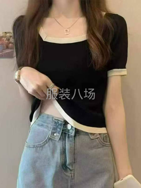 夏季新款大码宽松弹力显瘦方领冰丝针织短袖-第5张图片