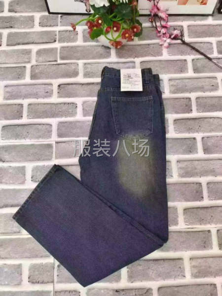 水洗渐变藏青色男款直筒牛仔裤-第7张图片