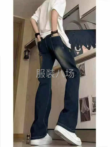 水洗渐变藏青色男款直筒牛仔裤-第3张图片