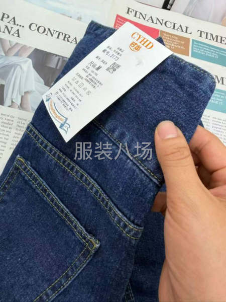 深蓝高腰排扣牛仔短裤-第7张图片