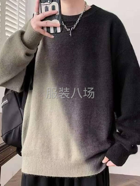 冬装毛衣男士圆领针织衫新款拼色线衣保暖渐变色-第3张图片