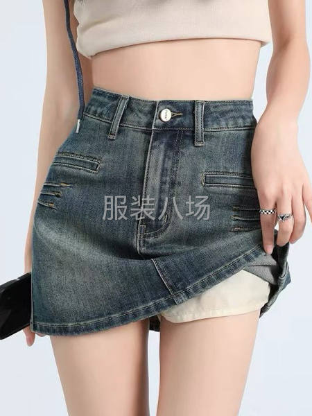 弹力牛仔短裙大码胖mm设计感女美式复古辣妹a字-第1张图片