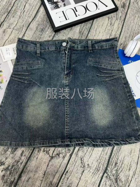 弹力牛仔短裙大码胖mm设计感女美式复古辣妹a字-第5张图片