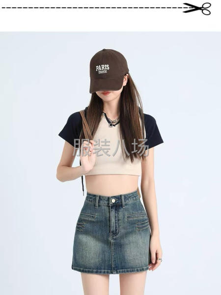 弹力牛仔短裙大码胖mm设计感女美式复古辣妹a字-第3张图片