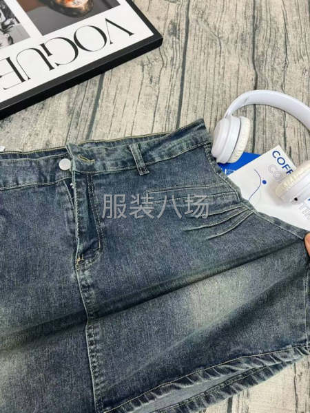 弹力牛仔短裙大码胖mm设计感女美式复古辣妹a字-第6张图片