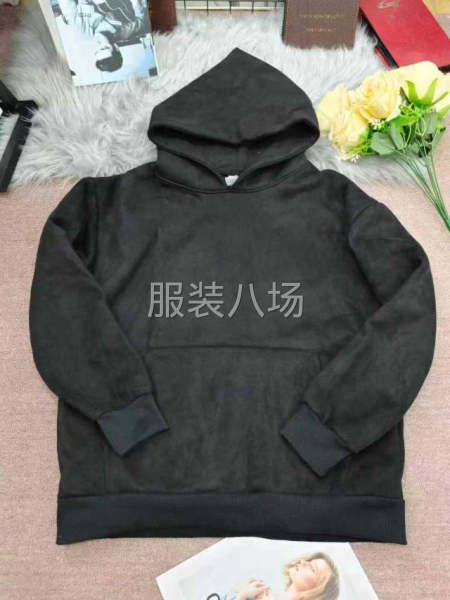 重磅鸡皮绒加绒连帽卫衣男秋冬潮牌cleanfit外套-第2张图片