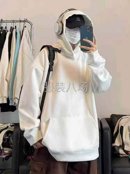 重磅鸡皮绒加绒连帽卫衣男秋冬潮牌cleanfit外套-第3张图片