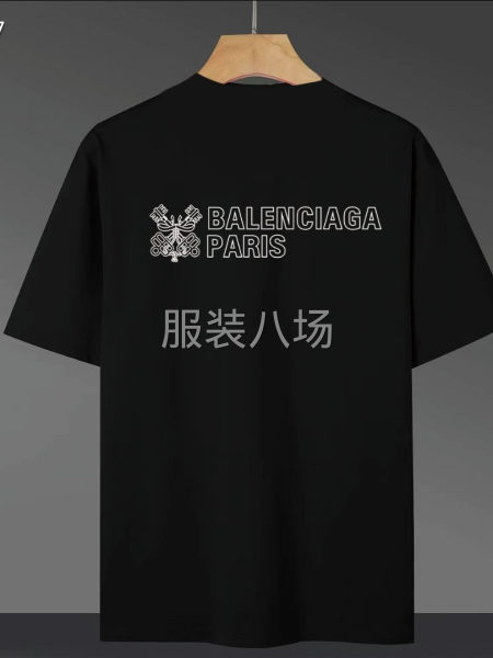 圆领短袖T恤衫宽松版型男女同款 后领锁链底全包肩-第7张图片
