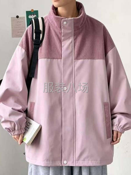 男装潮流宽松立领撞色拼接休闲夹克外套，数量：3187件，码数-第2张图片
