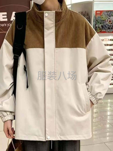 男装潮流宽松立领撞色拼接休闲夹克外套，数量：3187件，码数-第1张图片