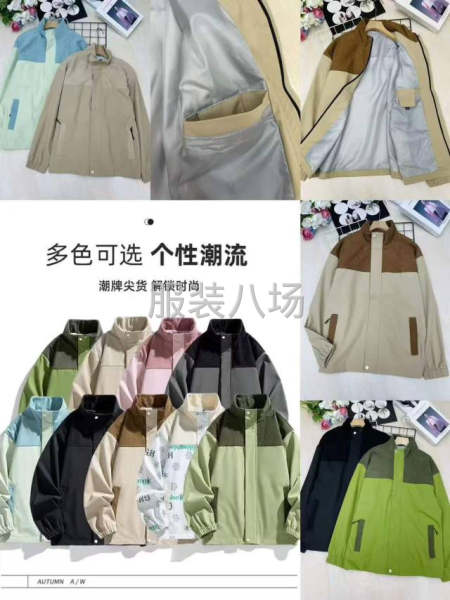 男装潮流宽松立领撞色拼接休闲夹克外套，数量：3187件，码数-第5张图片