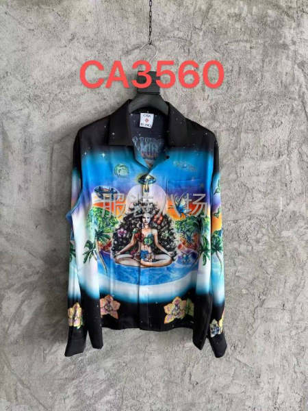 色丁布料印花男衬衣，所有工艺都统一只是换印花颜色，-第3张图片
