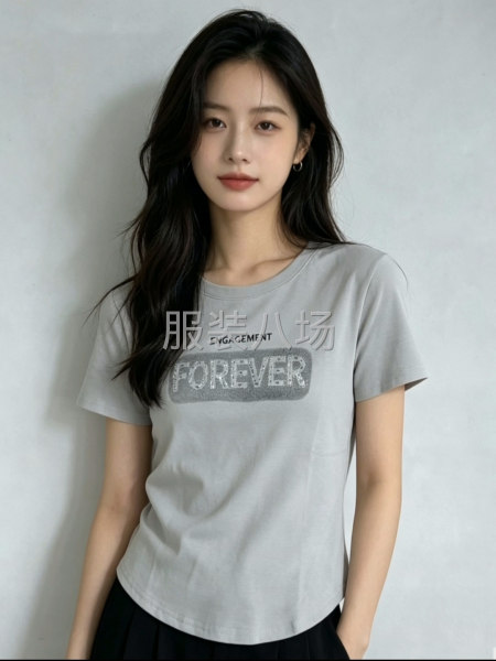 新款女装辣妹烫钻T恤，90斤至130斤穿，长期供应-第2张图片