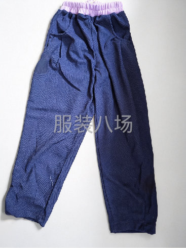 儿童藏青色休闲长裤 撞色紫色螺纹收口 中大童120-160码-第1张图片