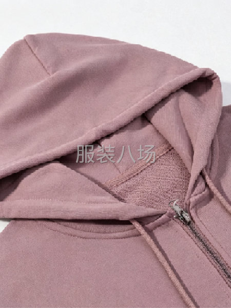 320g重磅毛圈拉链连帽卫衣 挺括有型金属拉链纯色开衫外套女-第4张图片
